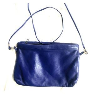 Leather vintage blue clutch purse